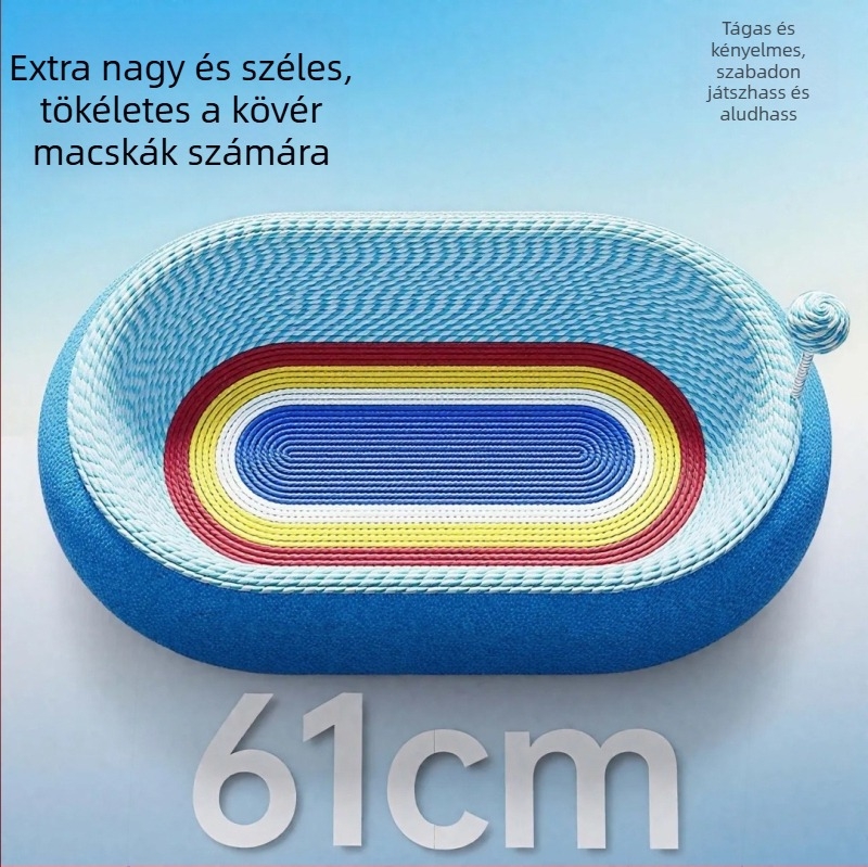 Macska karmapad és fekhely egyben, tartós, nem szálas, egész éves használatra, extralarge karcolófelület sisál zsinórral, macska játék