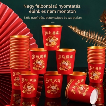 Egyszer használatos papírpoharak forró italokhoz vastag arany fóliával, 201–300 ml, 50 db, környezetbarát, szivárgásmentes