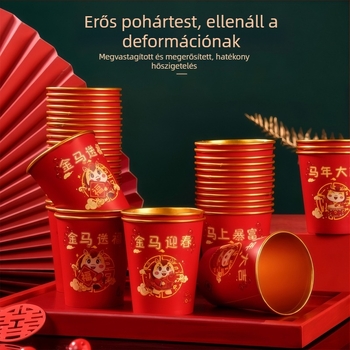 Egyszer használatos papírpoharak forró italokhoz vastag arany fóliával, 201–300 ml, 50 db, környezetbarát, szivárgásmentes