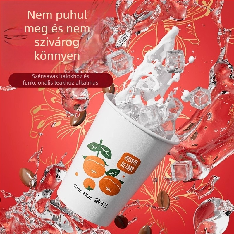 Camellia 218 ml laminált egyszer használatos papír pohár, 100 darabos csomag, PE laminált, szivárgásmentes