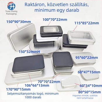 Kis flip-top fémdoboz kártyák, matricák és ékszerek csomagolásához – ezüst/fekete
