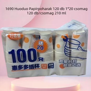 Egyszer használatos laminált papír poharak, 210 ml, 120 db, meleg vagy hideg italokhoz