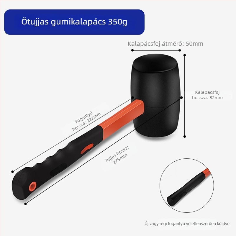 Gumi kalapács csempe szereléshez, puha fej, beállítás és kopogtatás, nagy méret