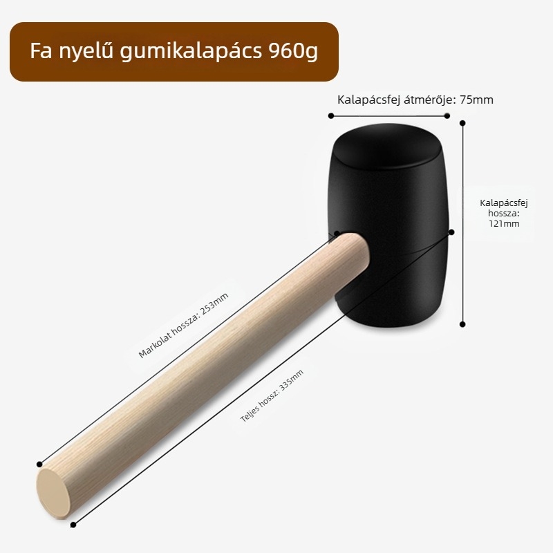Gumi kalapács csempe szereléshez, puha fej, beállítás és kopogtatás, nagy méret