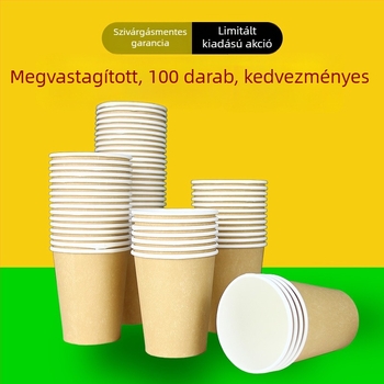Bambusz rostból készült egyszer használatos papírpoharak, természetes színű, forró italokhoz, 201–300 ml