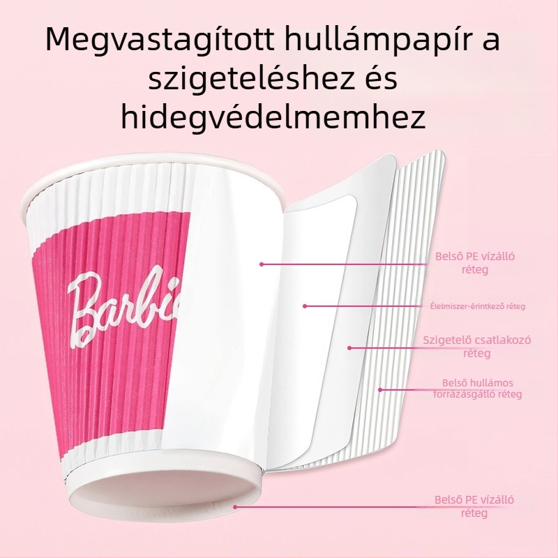 Yijie Barbie egyszer használatos papírpohár kávéhoz, otthoni használatra, vastagabb és kemény, égésálló, prémium hullámos papírpohár
