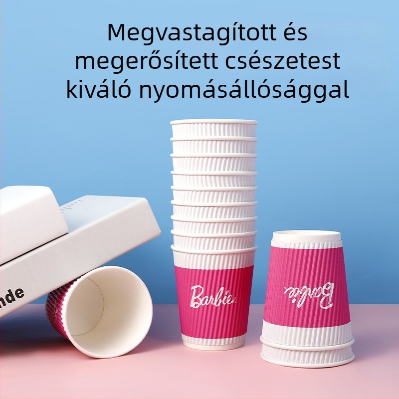 Yijie Barbie egyszer használatos papírpohár kávéhoz, otthoni használatra, vastagabb és kemény, égésálló, prémium hullámos papírpohár
