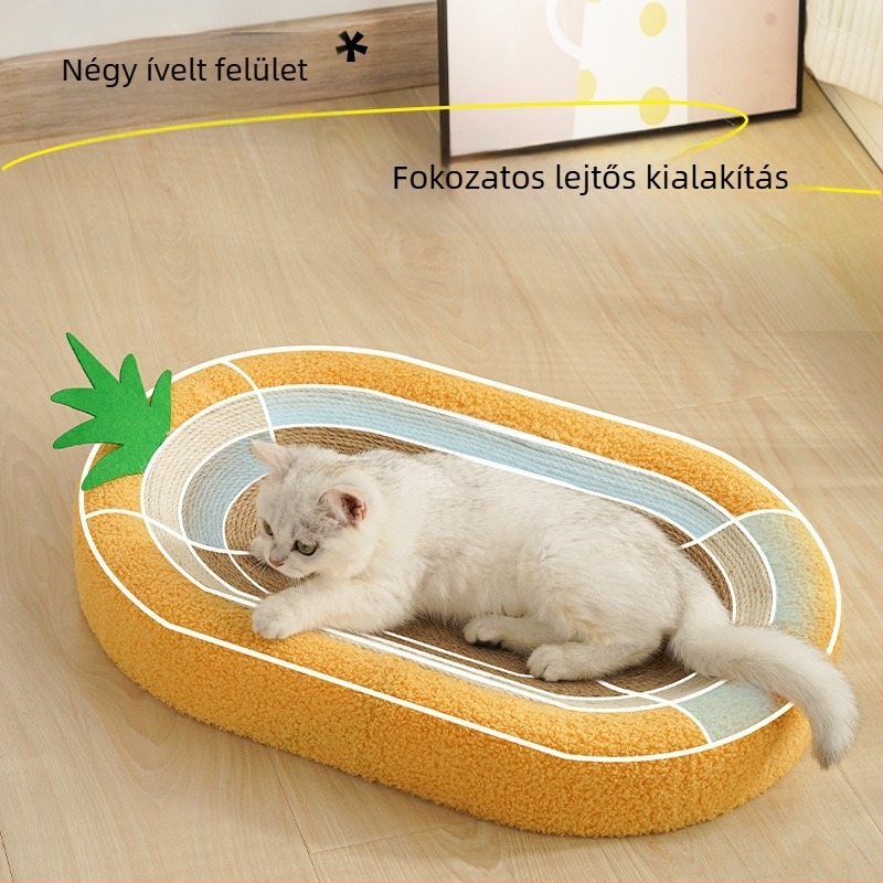 Ananász alakú macska karmoló tábla és fészek, teljes sizálból, kopásálló, szöszmentes