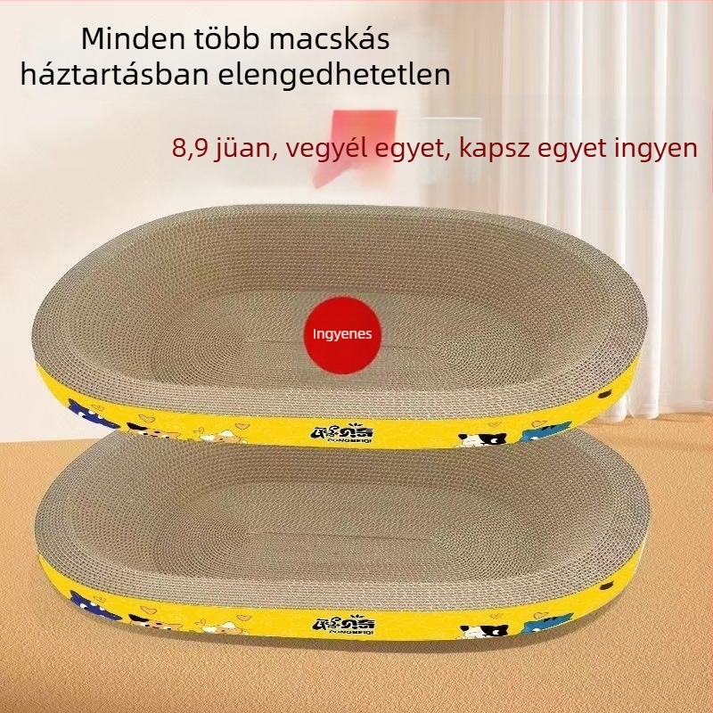 Ovális macska karmoló tábla hullámkartonból, extra nagy, tartós