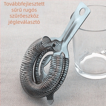 Rozsdamentes acélból készült koktéljégszűrő és elválasztó eszköz