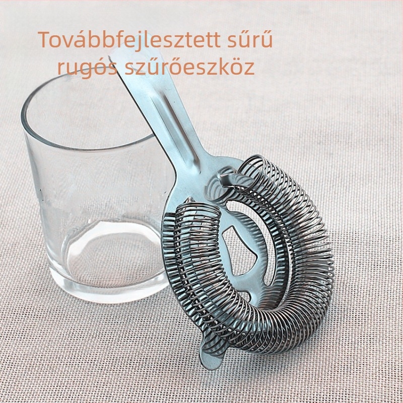 Rozsdamentes acélból készült koktéljégszűrő és elválasztó eszköz