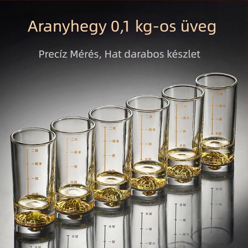Arannyal díszített Jinshan likőrös pohár, nagy méret, 100 ml kapacitás, egy pohár skálával, Guan Shan adagoló