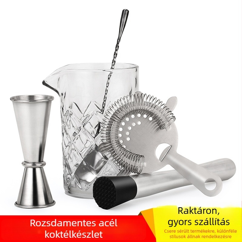 Rozsdamentes acél koktélkészlet bárhoz és otthoni használatra, 5 részes
