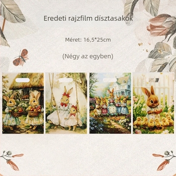 Új Karikatúrás Nyuszis Ajándéktáska – Húsvéti Partihoz Való Kézi Tote, Süti- és édességzacskó
