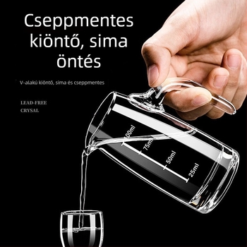 Ólommentes üvegből készült boros decanter gravírozott peremmel és beépített adagolóval, 100–150 ml