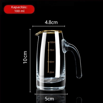Ólommentes üvegből készült boros decanter gravírozott peremmel és beépített adagolóval, 100–150 ml