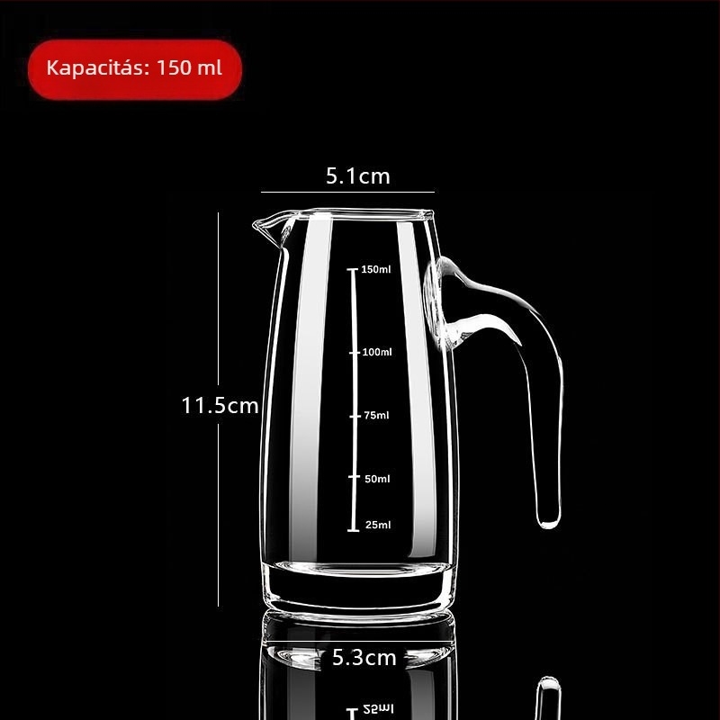 Ólommentes üvegből készült boros decanter gravírozott peremmel és beépített adagolóval, 100–150 ml