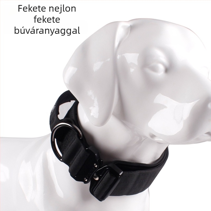 Nagy méretű taktikai kutyanyakörv, nejlonból, 5 cm széles, sportos edzéshez