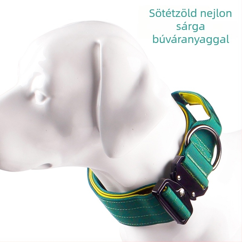 Nagy méretű taktikai kutyanyakörv, nejlonból, 5 cm széles, sportos edzéshez