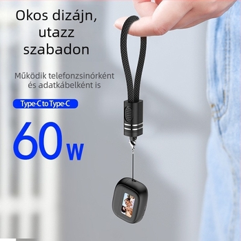 iPhone 15/16/17-hez kulcstartóval ellátott kettős Type-C power bank, leválasztható csattal, PD nyakpánttal és telefon-adatkábel