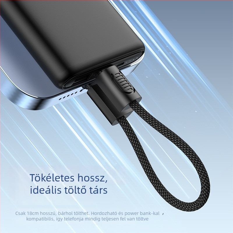 iPhone 15/16/17-hez kulcstartóval ellátott kettős Type-C power bank, leválasztható csattal, PD nyakpánttal és telefon-adatkábel