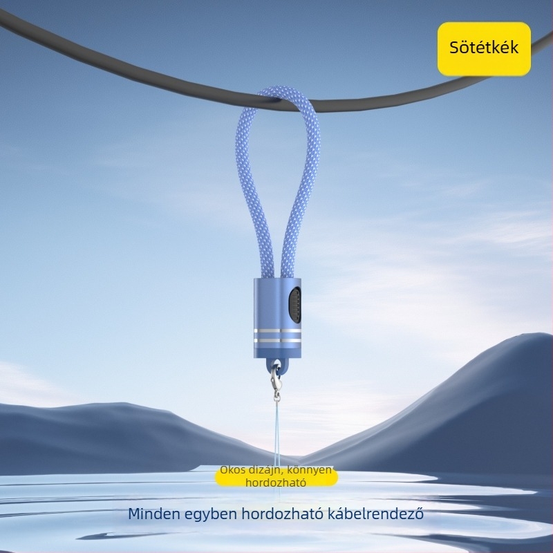 iPhone 15/16/17-hez kulcstartóval ellátott kettős Type-C power bank, leválasztható csattal, PD nyakpánttal és telefon-adatkábel