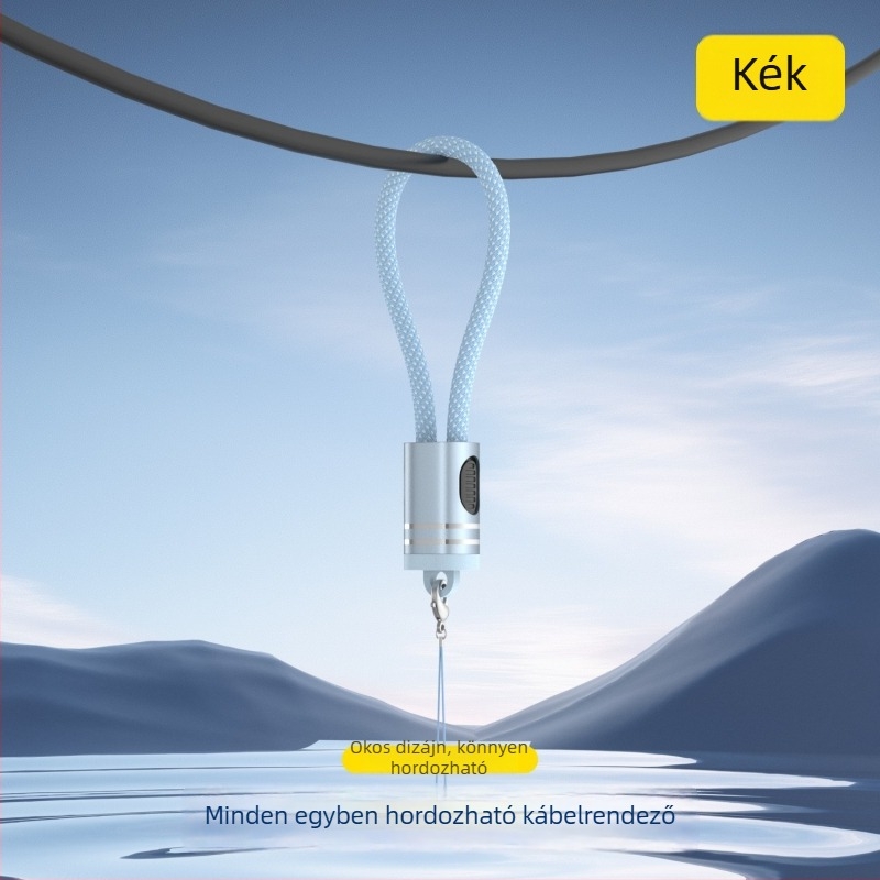 iPhone 15/16/17-hez kulcstartóval ellátott kettős Type-C power bank, leválasztható csattal, PD nyakpánttal és telefon-adatkábel