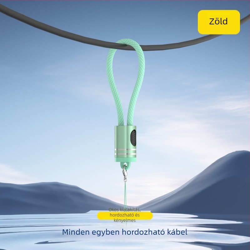 iPhone 15/16/17-hez kulcstartóval ellátott kettős Type-C power bank, leválasztható csattal, PD nyakpánttal és telefon-adatkábel
