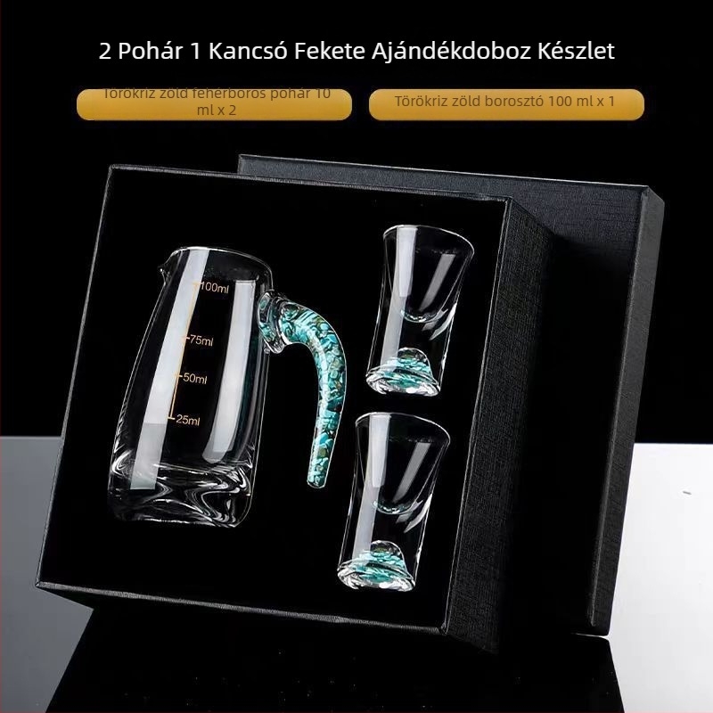 Kínai stílusú türkiz kristályüveg likőrös pohárkészlet otthoni használatra kis kóstoló poharakkal