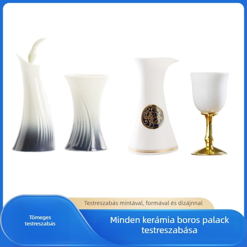 Porcelán bárkészlet egy kannával és két pohárral