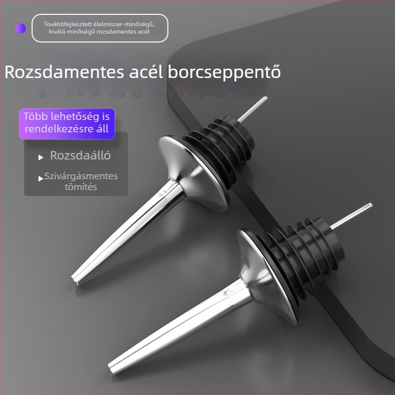 Rozsdamentes acélból készült bortöltő – univerzális boröntő és üvegdugó