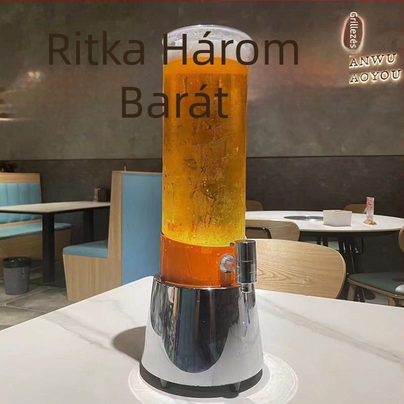 Fénylő italadagoló kettős kapacitással, 3L/2L, kör alakú hordó stílusú, csappal, sörtorony
