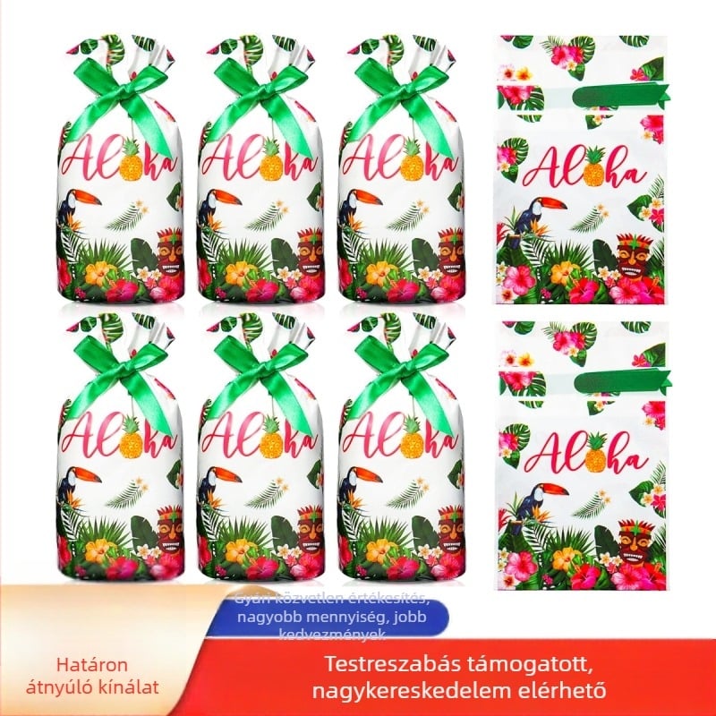 Új PE anyagú hawaii stílusú húzókötéses tasak, tasak cukorkákhoz, ajándékcsomagolás, süteményekhez való hópelyhes tasak