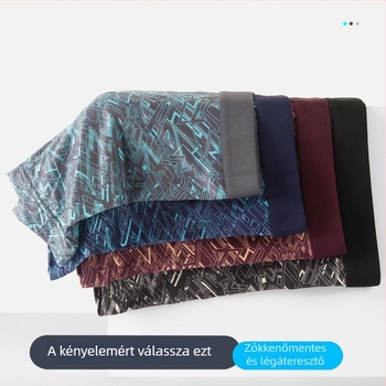 Lineáris textúrájú férfi alsónadrág, középmagas derékkal, lélegző, geometriai mintázatú csíkos boxer, plusz méret