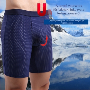 Férfi sportos boxeralsó, hosszított szabású, jégselyem anyag, gyorsan száradó, lélegző, anti-dörzsölés, nagy méret