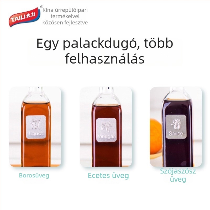 Konyhai záródugó vörösbornak, kreatív borosüveg dugó, tölcsér, ecet és szójaszószhoz