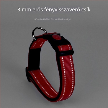 Reflektív kutyakarom anti-vesztés címkével, kis- és közepes testű kutyáknak