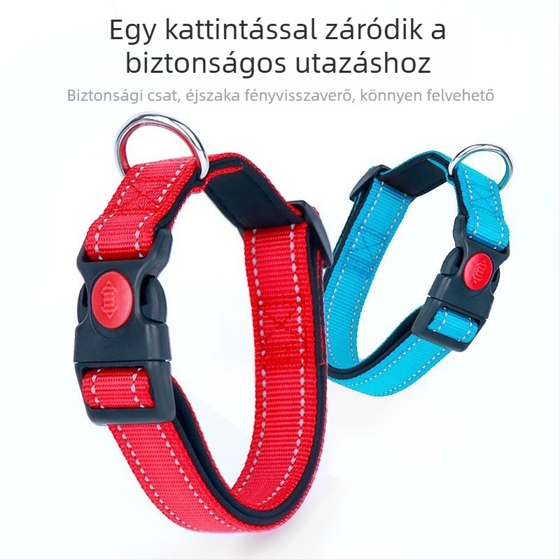 Reflektív kutyakarom anti-vesztés címkével, kis- és közepes testű kutyáknak