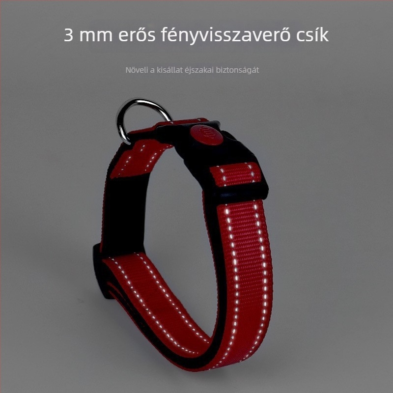 Reflektív kutyakarom anti-vesztés címkével, kis- és közepes testű kutyáknak