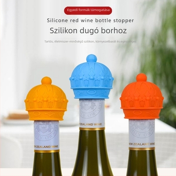 Szilikon borosüveg dugó koronás dizájnnal, élelmiszer-minőség, nordic stílus, logó nyomtatva, kiváló minőség