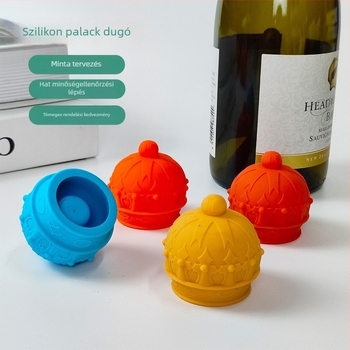 Szilikon borosüveg dugó koronás dizájnnal, élelmiszer-minőség, nordic stílus, logó nyomtatva, kiváló minőség
