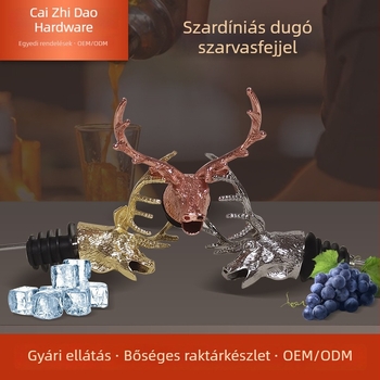 Rozsdamentes acélból készült szarvasfej dugó, állati motívum, vörösborhoz, otthoni használatra, frissesség megőrzése