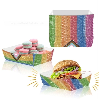 Tp051 Szivárványos nasi tál aranyporral, hajó alakú papírdobozban