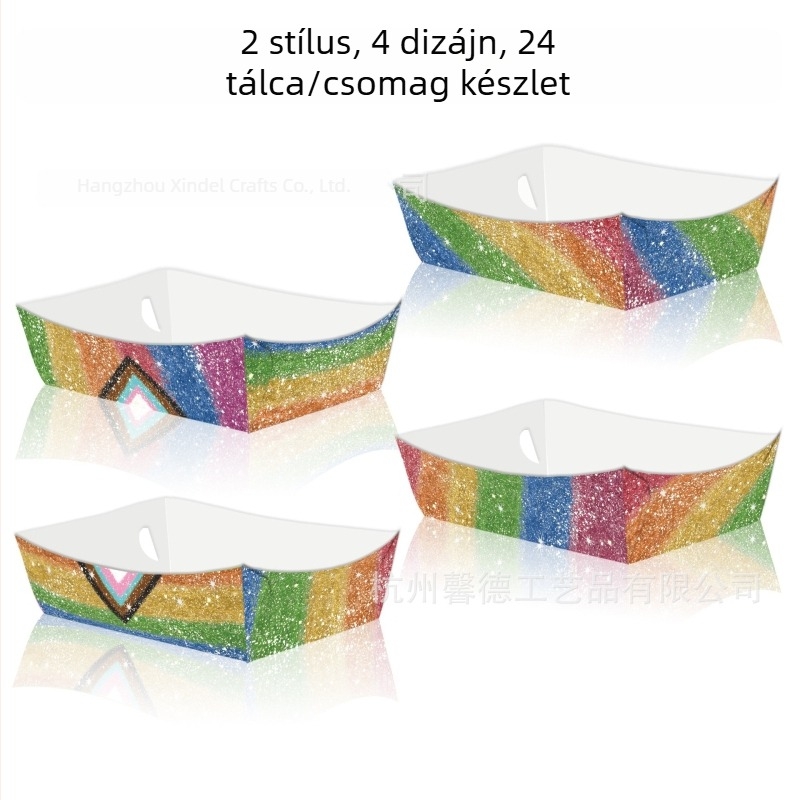 Tp051 Szivárványos nasi tál aranyporral, hajó alakú papírdobozban