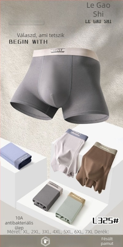 5 darabos férfi boxer brief, XL–7XL, tiszta pamut, fésült pamut, egyszínű