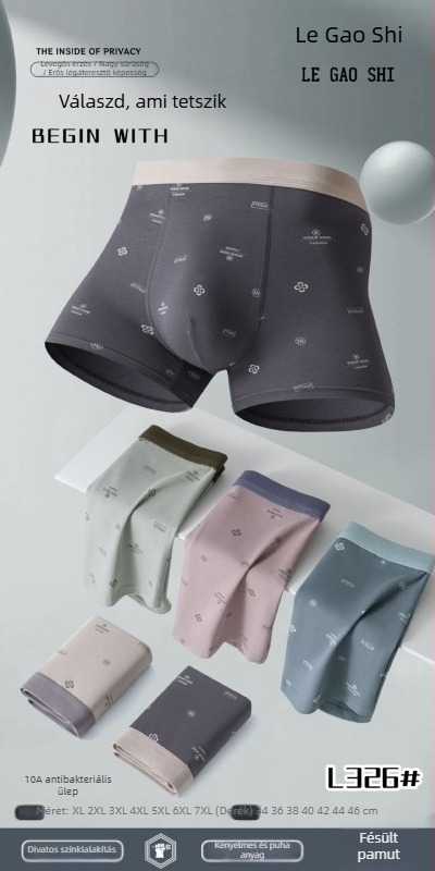 5 darabos férfi boxer brief, XL–7XL, tiszta pamut, fésült pamut, egyszínű