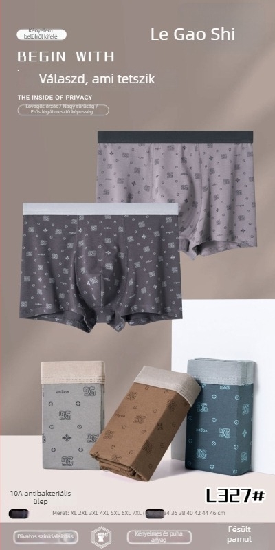 5 darabos férfi boxer brief, XL–7XL, tiszta pamut, fésült pamut, egyszínű