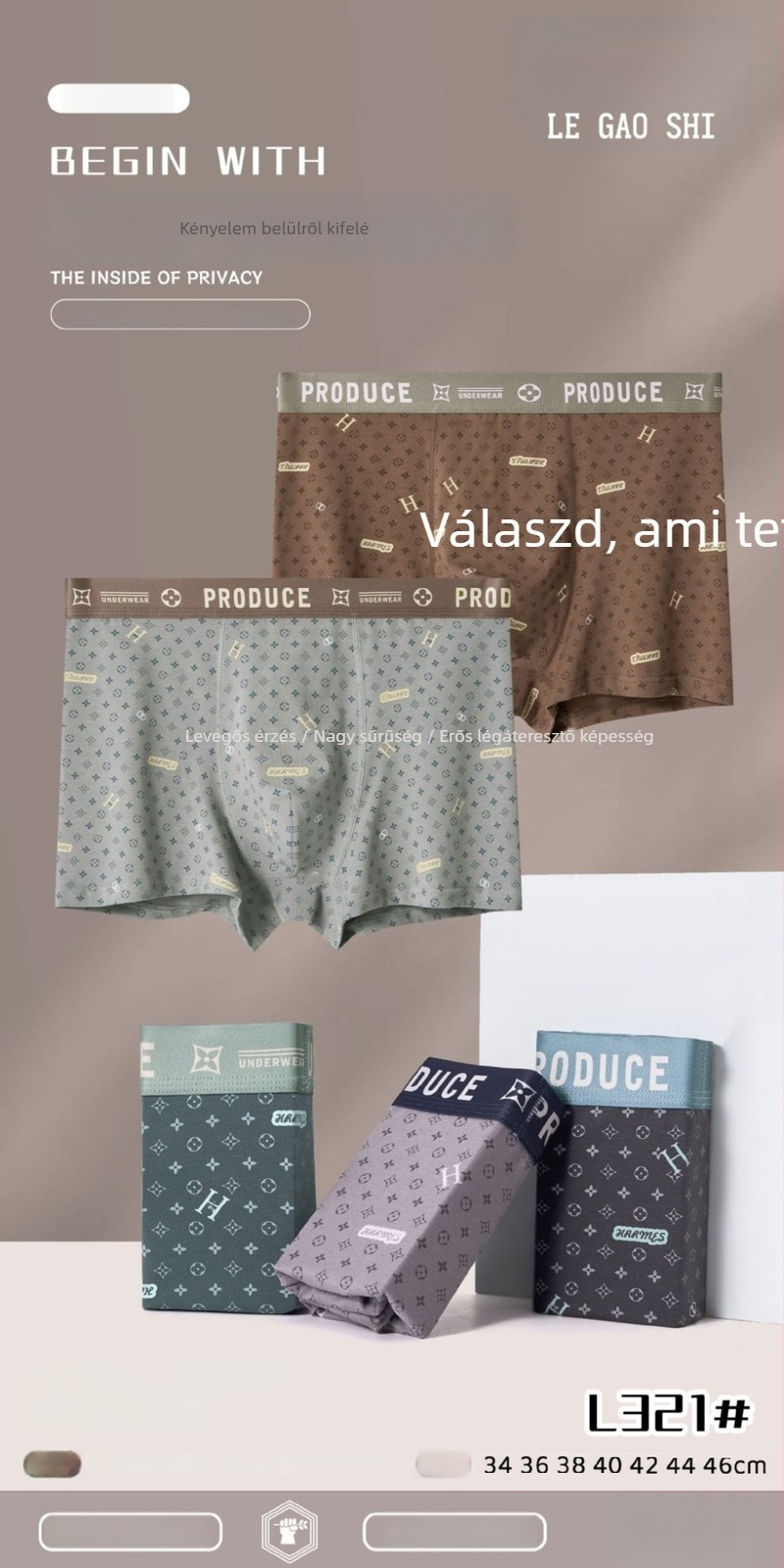 5 darabos férfi boxer brief, XL–7XL, tiszta pamut, fésült pamut, egyszínű