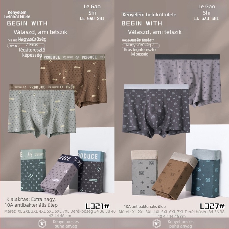 5 darabos férfi boxer brief, XL–7XL, tiszta pamut, fésült pamut, egyszínű