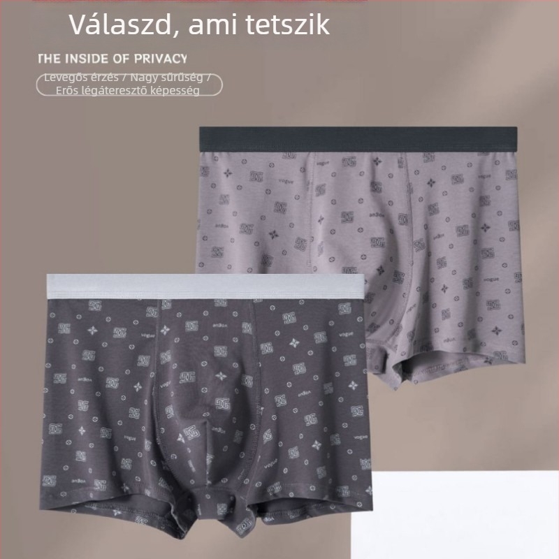 5 darabos férfi boxer brief, XL–7XL, tiszta pamut, fésült pamut, egyszínű